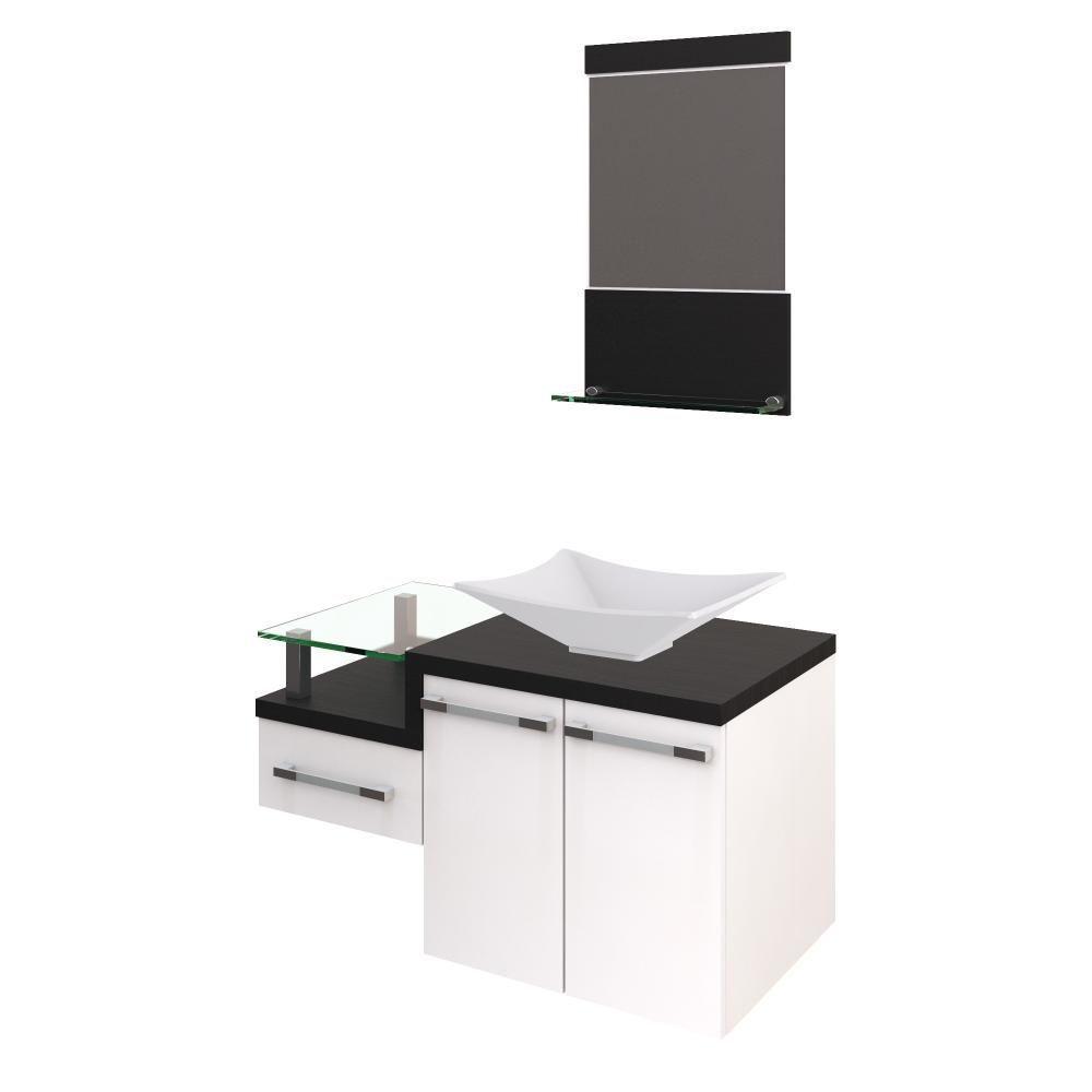 Conjunto Balcão C-cuba L38 E Espelheira Legno 831 Branco Chess C-nogal Branco Chess C-preto ônix - 2