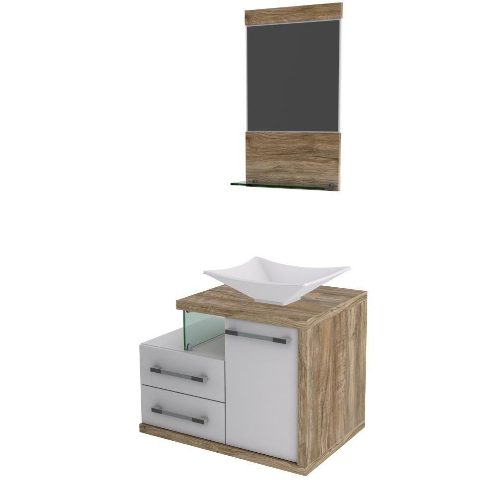 Conjunto Balcão C-cuba L38 E Espelheira Legno 651 Branco Chess C-branco Chess Branco Chess C-carvalho - 2