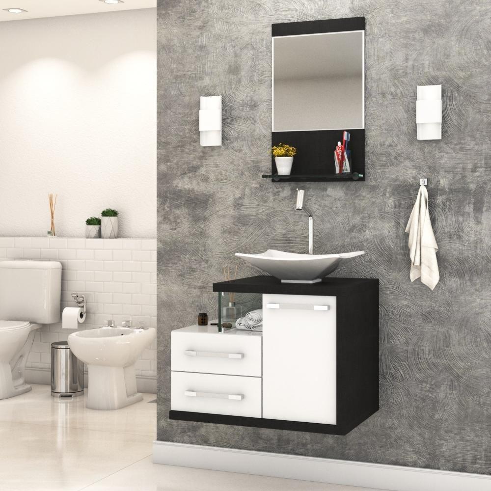 Conjunto Balcão C-cuba L38 E Espelheira Legno 651 Branco Chess C-nogal Branco Chess C-preto ônix - 1