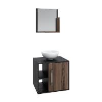 Conjunto Balcão C-cuba R30 E Espelheira Soft 500 Preto ônix C-carvalho Dark Preto ônix C-nogal - 2