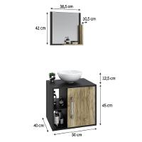 Conjunto Balcão C-cuba R30 E Espelheira Soft 500 Preto ônix C-branco Chess Preto ônix C-carvalho - 5