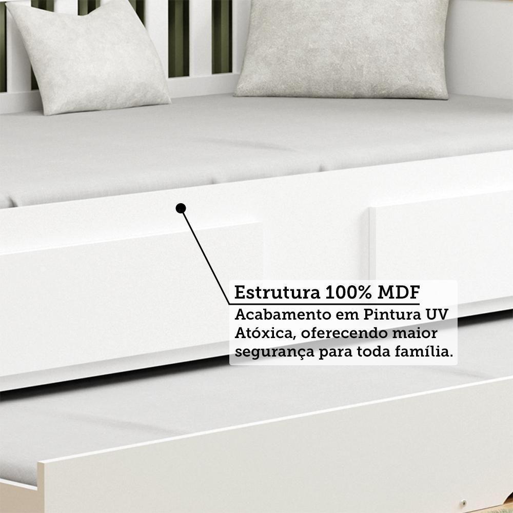 Bicama Infantil Solteiro Maria Branco Brilho Com Colchões Light D33 - Móveis Peroba - 3