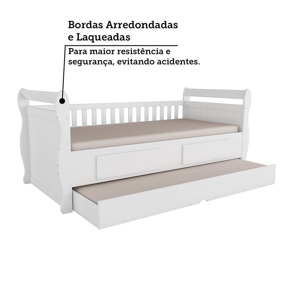 Bicama Infantil Solteiro Maria Branco Brilho Com Colchões Light D33 - Móveis Peroba - 4