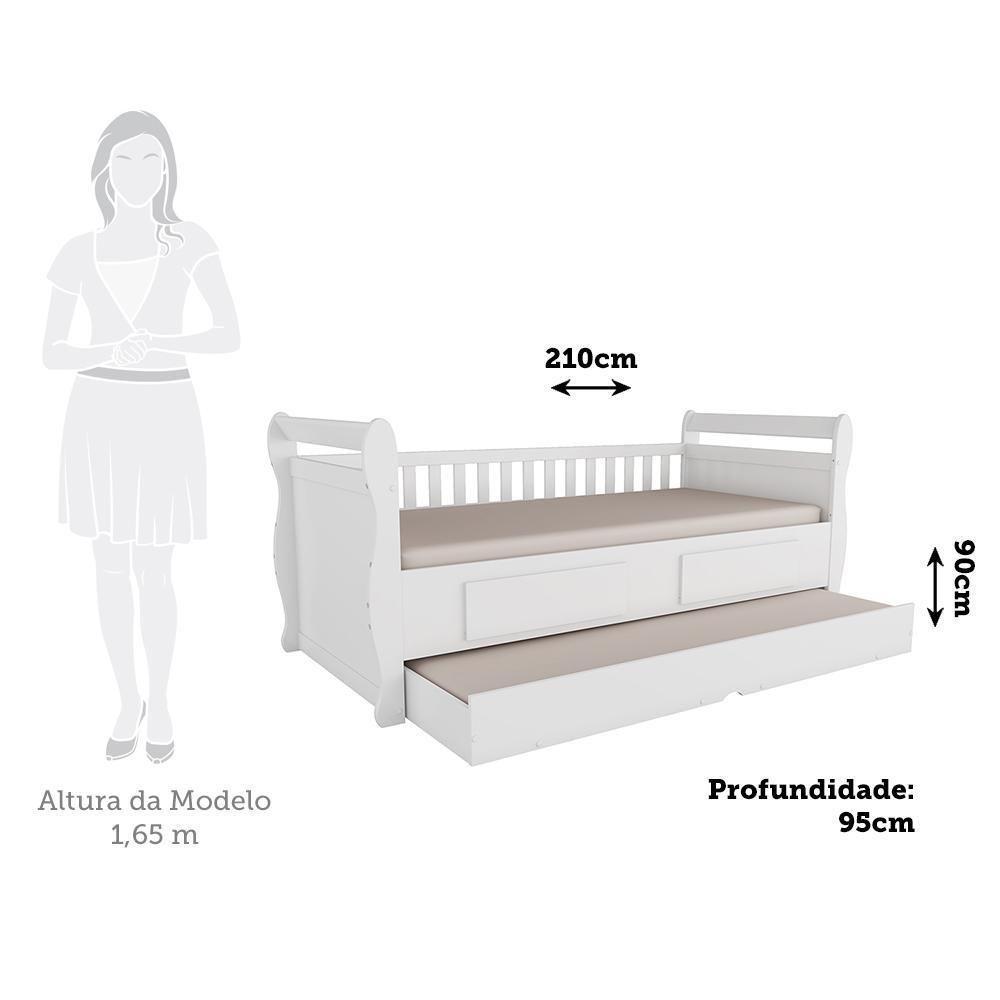 Bicama Infantil Solteiro Maria Branco Brilho Com Colchões Light D33 - Móveis Peroba - 5