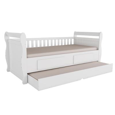 Bicama Infantil Solteiro Maria Branco Brilho Com Colchões Light D33 - Móveis Peroba