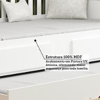 Bicama Infantil Solteiro Maria Branco Brilho Com Colchões Light D33 - Móveis Peroba - 3