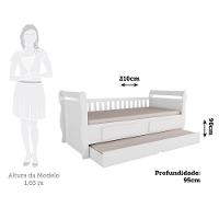 Bicama Infantil Solteiro Maria Branco Brilho Com Colchões Light D33 - Móveis Peroba - 5