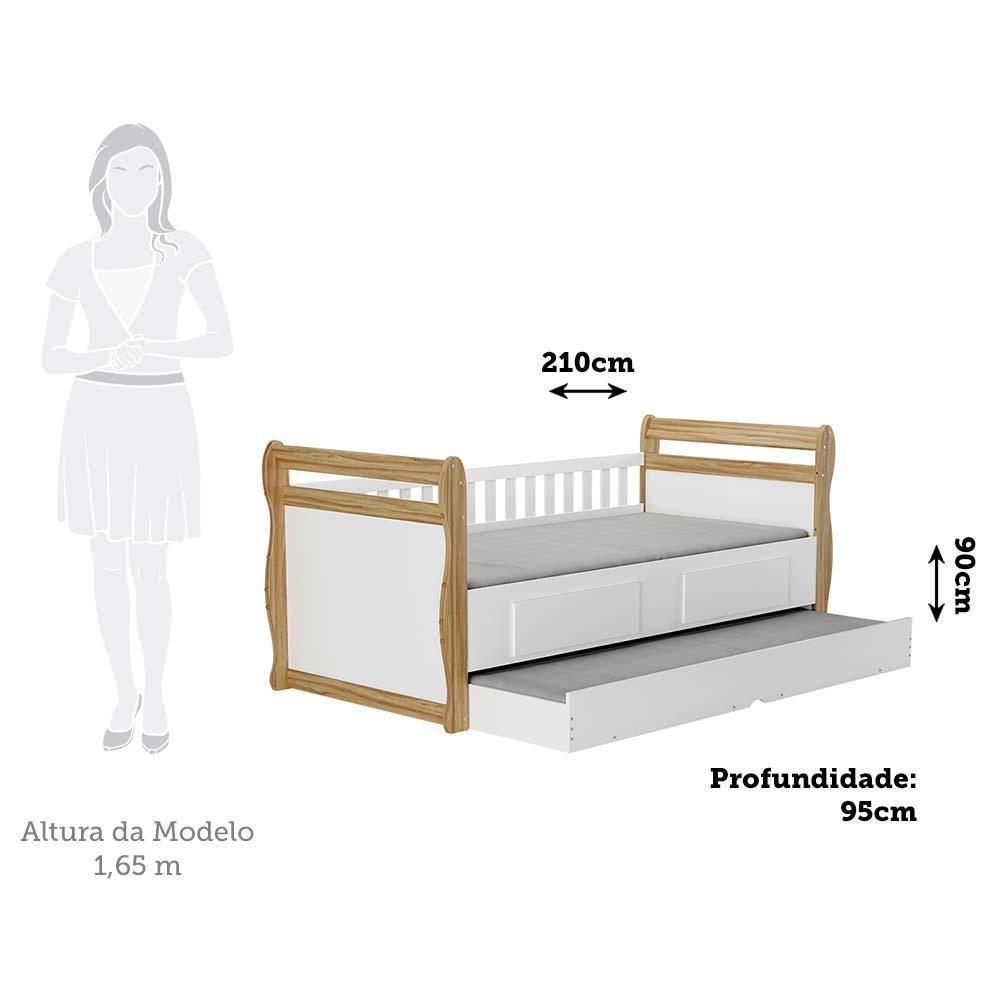 Bicama Infantil Solteiro Maria Branco Brilho/amêndoa Com Colchões Light D33 - Móveis Peroba - 5