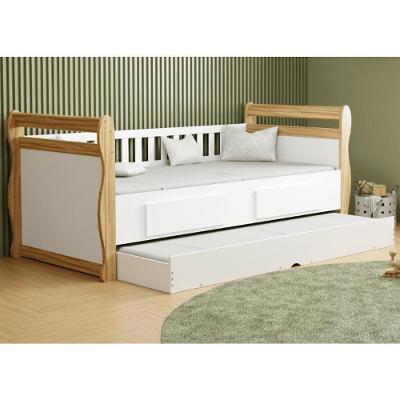 Bicama Infantil Solteiro Maria Branco Brilho/amêndoa Com Colchões Light D33 - Móveis Peroba