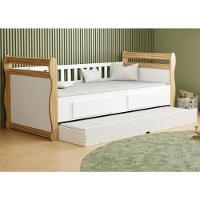 Bicama Infantil Solteiro Maria Branco Brilho/amêndoa Com Colchões Light D33 - Móveis Peroba - 1