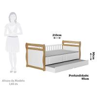 Bicama Infantil Solteiro Maria Branco Brilho/amêndoa Com Colchões Light D33 - Móveis Peroba - 5