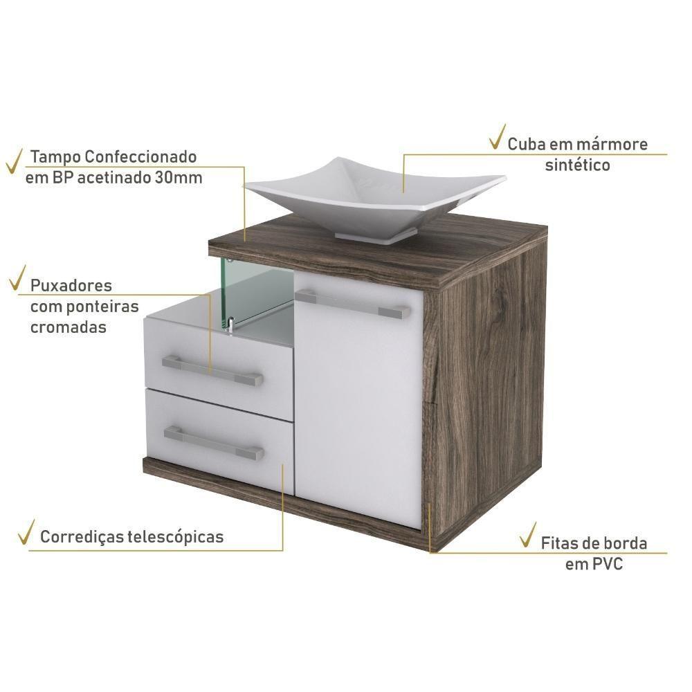 Conjunto Balcão C-cuba L38 Legno 650 Branco Chess C-carvalho Branco Chess C-carvalho Dark - 5