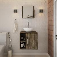 Conjunto Balcão C-cuba R30 E Espelheira Soft 500 Carvalho C-preto ônix Carvalho Dark - 1