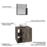 Conjunto Balcão C-cuba R30 E Espelheira Soft 500 Carvalho C-preto ônix Carvalho Dark