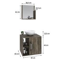 Conjunto Balcão C-cuba R30 E Espelheira Soft 500 Carvalho C-preto ônix Carvalho Dark - 5