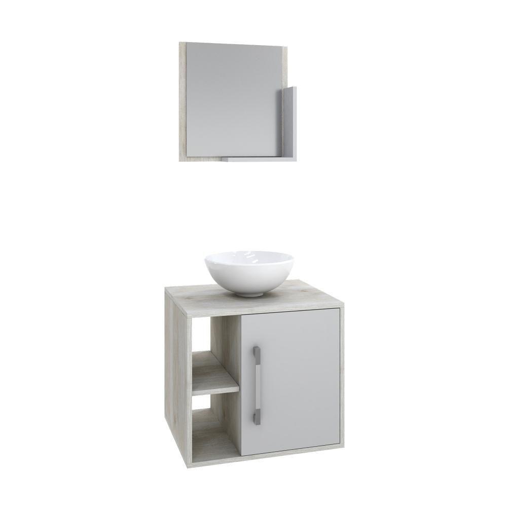 Conjunto Balcão C-cuba R30 E Espelheira Soft 500 Snow Snow C-branco Chess - 2