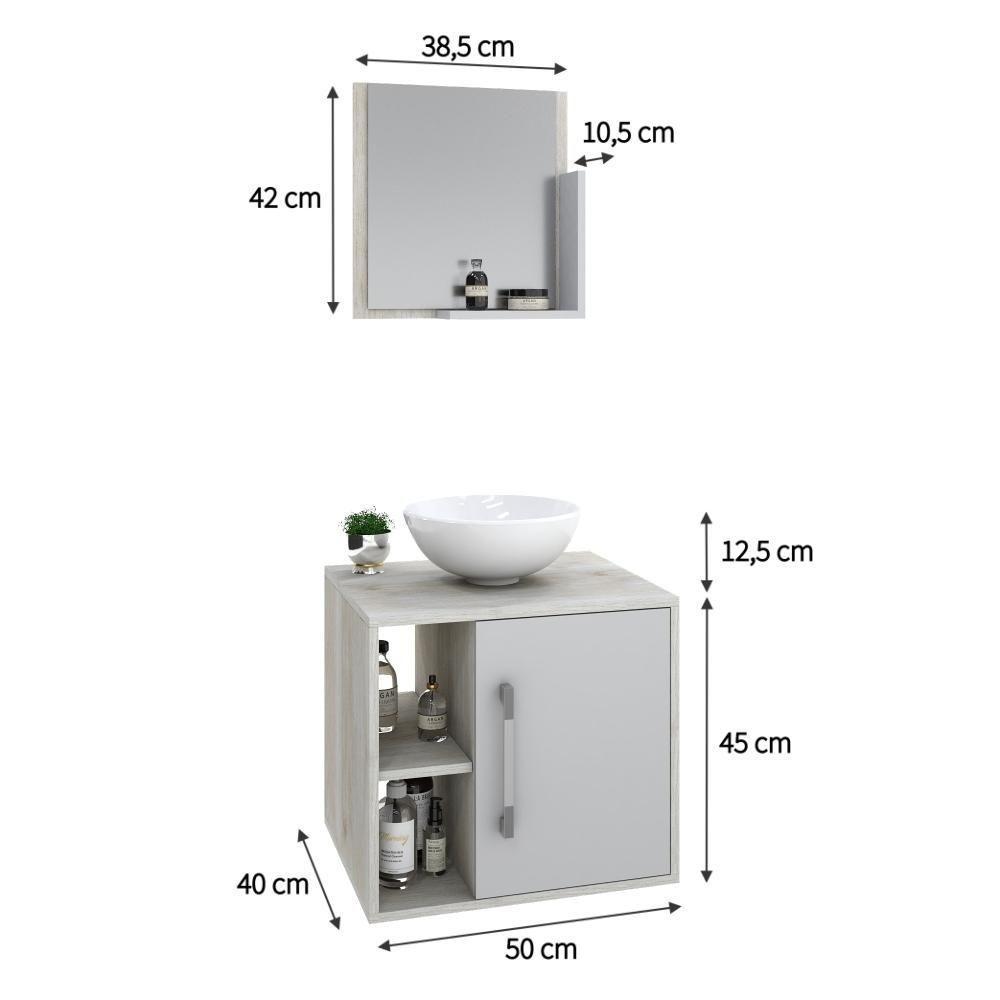 Conjunto Balcão C-cuba R30 E Espelheira Soft 500 Snow Snow C-branco Chess - 5