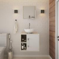 Conjunto Balcão C-cuba R30 E Espelheira Soft 500 Snow Snow C-branco Chess - 1