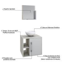 Conjunto Balcão C-cuba R30 E Espelheira Soft 500 Snow Snow C-branco Chess