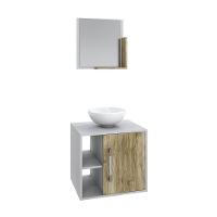 Conjunto Balcão C-cuba R30 E Espelheira Soft 500 Branco Chess Branco Chess C-carvalho - 2