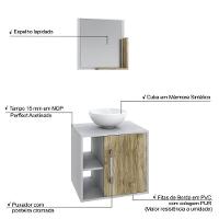 Conjunto Balcão C-cuba R30 E Espelheira Soft 500 Branco Chess Branco Chess C-carvalho