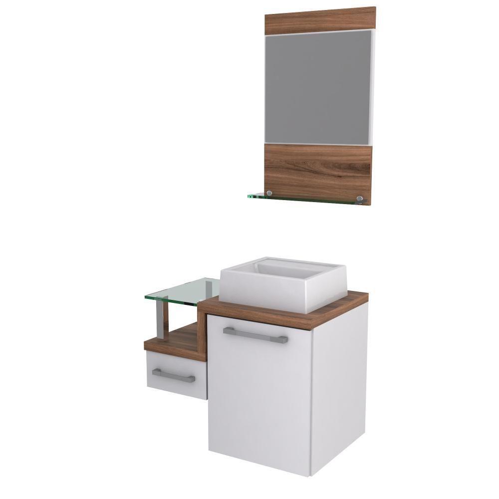 Conjunto Balcão C-cuba Q32 E Espelheira Legno 631 Branco Chess C-carvalho Dark Branco Chess C-nogal - 2