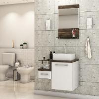 Conjunto Balcão C-cuba Q32 E Espelheira Legno 631 Branco Chess C-carvalho Branco Chess C-carvalho Dark - 1