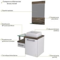 Conjunto Balcão C-cuba Q32 E Espelheira Legno 631 Branco Chess C-carvalho Branco Chess C-carvalho Dark - 5
