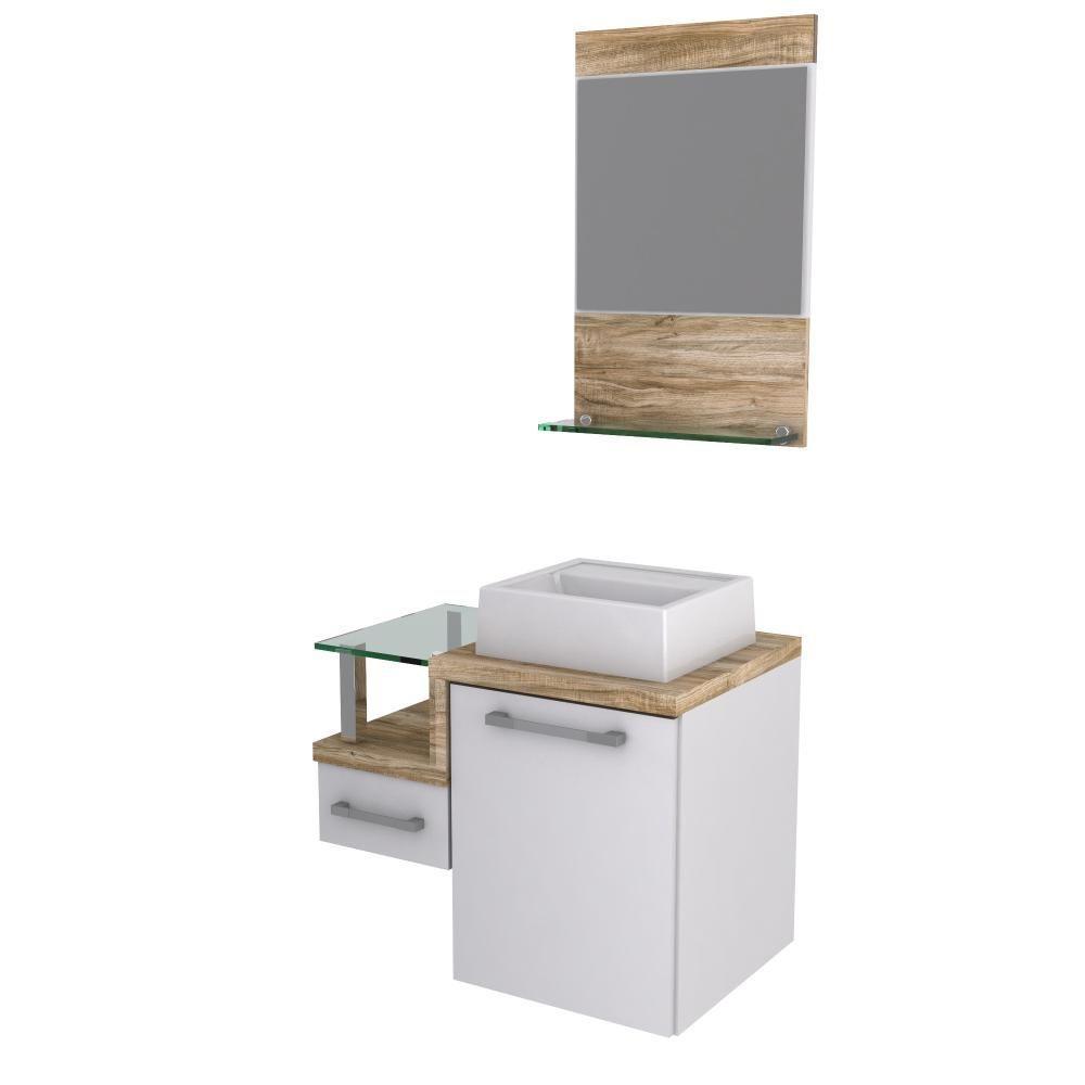 Conjunto Balcão C-cuba Q32 E Espelheira Legno 631 Branco Chess C-branco Chess Branco Chess C-carvalho - 2