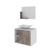 Conjunto Balcão C-cuba L38 E Espelheira Soft 600 Branco Chess C-carvalho Branco Chess C-carvalho Dark - 2