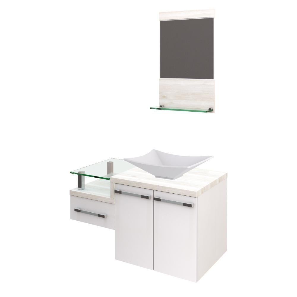 Conjunto Balcão C-cuba L38 E Espelheira Legno 831 Branco Chess C-preto ônix Branco Chess C-snow - 2