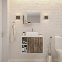 Conjunto Balcão C-cuba Q32 E Espelheira Soft 600 Branco Chess C-carvalho Branco Chess C-carvalho Dark - 1