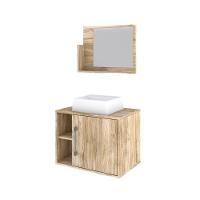 Conjunto Balcão C-cuba Q32 E Espelheira Soft 600 Preto Onix C-snow Carvalho - 2