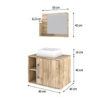 Conjunto Balcão C-cuba Q32 E Espelheira Soft 600 Preto Onix C-snow Carvalho - 5