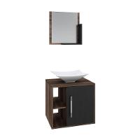 Conjunto Balcão C-cuba L38 E Espelheira Soft 500 Nogal C-branco Chess Nogal C-preto ônix - 2