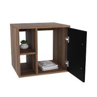 Conjunto Balcão C-cuba L38 E Espelheira Soft 500 Nogal C-branco Chess Nogal C-preto ônix - 3