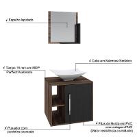 Conjunto Balcão C-cuba L38 E Espelheira Soft 500 Nogal C-branco Chess Nogal C-preto ônix