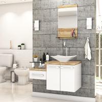 Conjunto Balcão C-cuba L38 E Espelheira Legno 831 Branco Chess C-branco Chess Branco Chess C-carvalho - 1