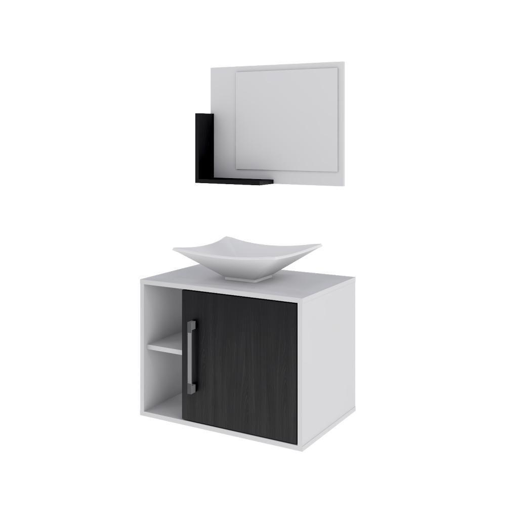 Conjunto Balcão C-cuba L38 E Espelheira Soft 600 Branco Chess C-nogal Branco Chess C-preto ônix - 2