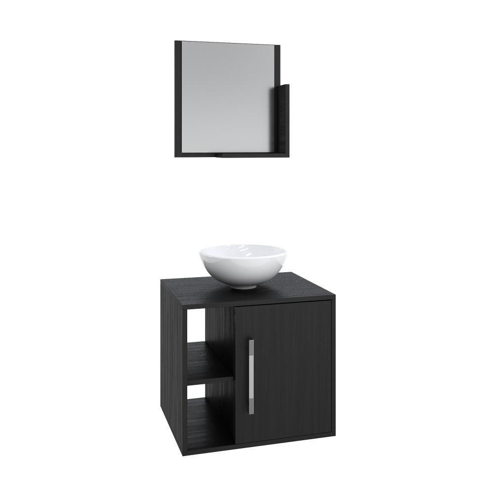 Conjunto Balcão C-cuba R30 E Espelheira Soft 500 Branco Chess C-snow Preto ônix - 2