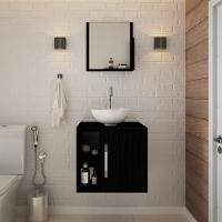 Conjunto Balcão C-cuba R30 E Espelheira Soft 500 Branco Chess C-snow Preto ônix - 1