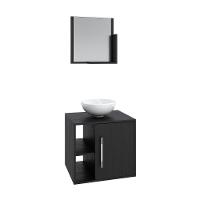 Conjunto Balcão C-cuba R30 E Espelheira Soft 500 Branco Chess C-snow Preto ônix - 2