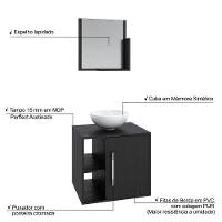 Conjunto Balcão C-cuba R30 E Espelheira Soft 500 Branco Chess C-snow Preto ônix