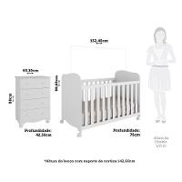 Jogo De Quarto Infantil Com Cômoda 4 Gavetas Júnior E Berço Uli Branco Brilho - Móveis Peroba - 5