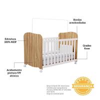 Jogo De Quarto Infantil Com Cômoda 4 Gavetas Júnior E Berço Uli Branco Brilho/amêndoa - Móveis Peroba