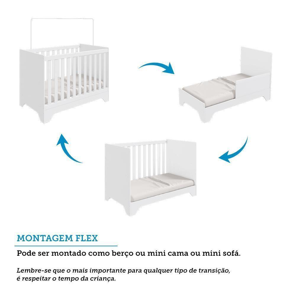 Jogo De Quarto Infantil Popy Retrô Plus Cômoda 1 Porta E Berço Branco Brilho - Móveis Peroba - 5