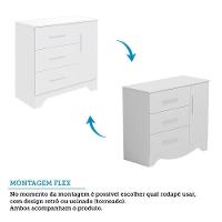 Jogo De Quarto Infantil Popy Retrô Plus Cômoda 1 Porta E Berço Branco Brilho - Móveis Peroba - 3