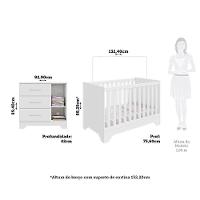 Jogo De Quarto Infantil Popy Retrô Plus Cômoda 1 Porta E Berço Branco Brilho - Móveis Peroba - 6