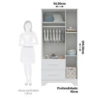 Jogo De Quarto Infantil Popy Retrô Plus Guarda Roupa E Cômoda Branco Brilho - Móveis Peroba - 3