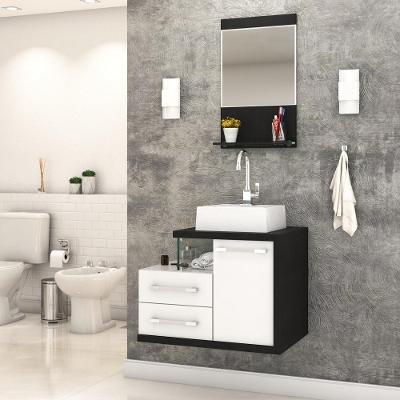Conjunto Balcão C-cuba Q32 E Espelheira Legno 651 Branco Chess C-nogal Branco Chess C-preto ônix